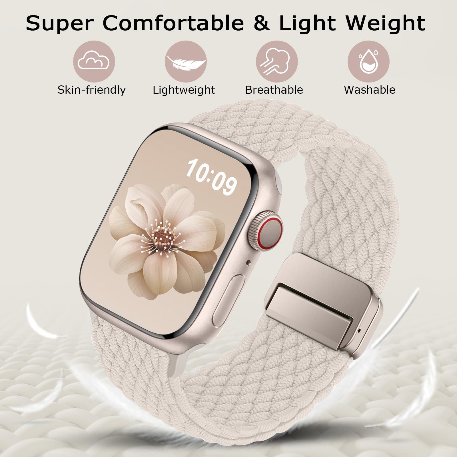 Higgs Cinturino Intrecciato Compatibili con Cinturini Apple Watch 38mm 40mm 41mm 42mm Uomo e Donna,Chiusura Magnetica in Nylon Tessuto Elastico per iWatch SE Serie 11 10 9 8 7 6 5 4 3 2 1
