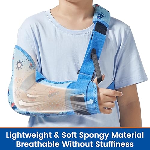 Miniatura 6 de Cabestrillo de hombro para niños con correa de cintura, soporte inmovilizador para brazo roto, clavícula, codo, muñeca (versión cómoda, derecha, XS,