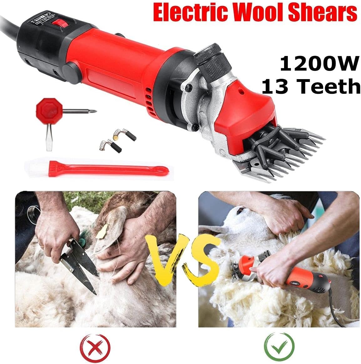 EUNOGO 1200W Electric Sheep Shearing Clipper, 6-Speed Adjustable Professional Animal Shears for Goat & Alpaca Grooming - Heavy Duty Pruning Cutter