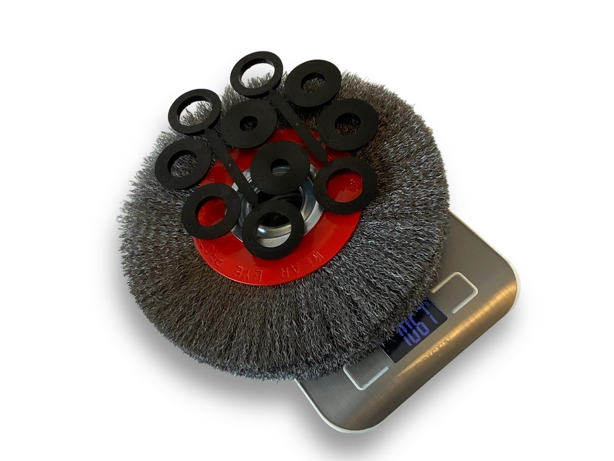 Brosse circulaire ACIER | Ø 200 mm | Epaisseur 3 rangs | Fil souple 0.20 mm ondulé | Alésage 32 mm + réducteur bague 25/22/20/16/12 mm | Touret meuleuse affûteuse ponceuse | Kibros 238203AV