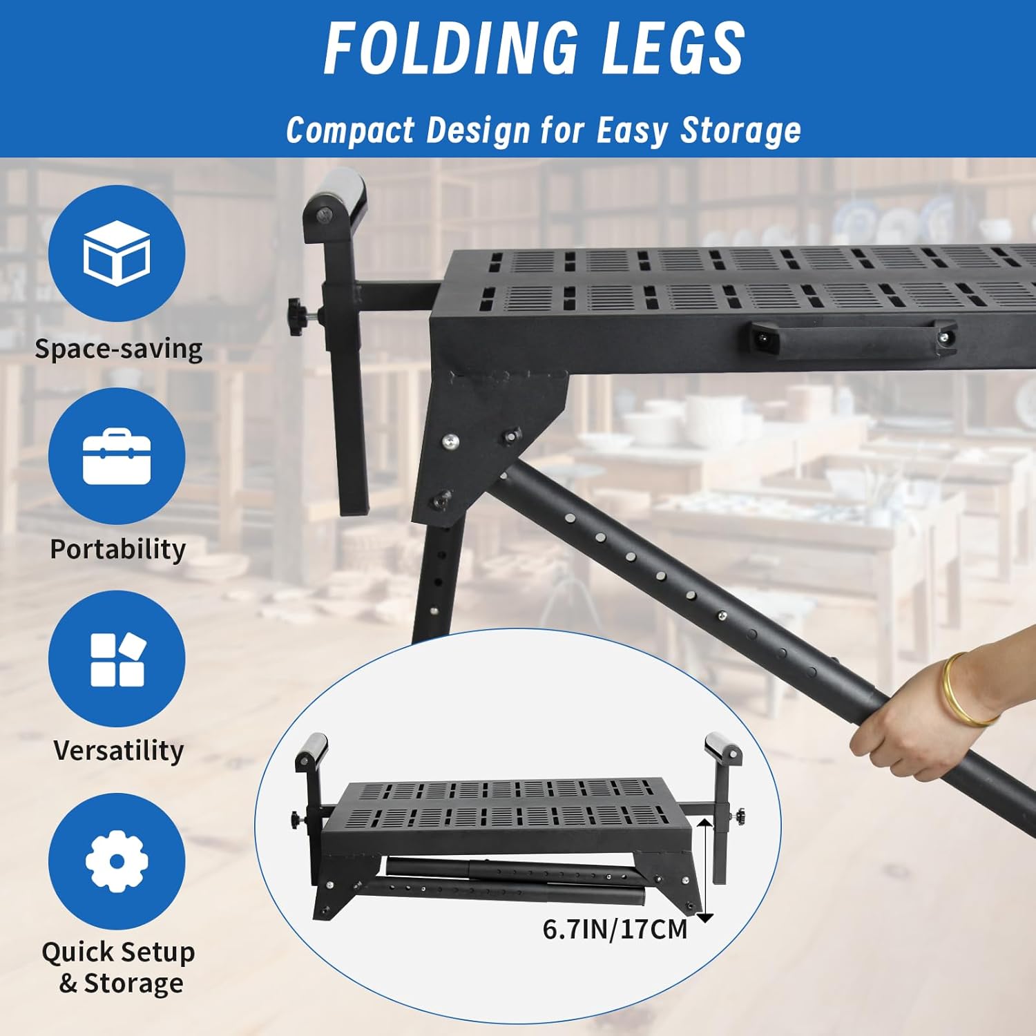 Miter Saw Stand with Extension Rollers,300 lbs Load Capacity Power Tool Stand,8 Levels Height Adjustable Table Saw Stand,for Most Planers, Saws, Bench-top Machines, Power Tools,Planer Table Stand