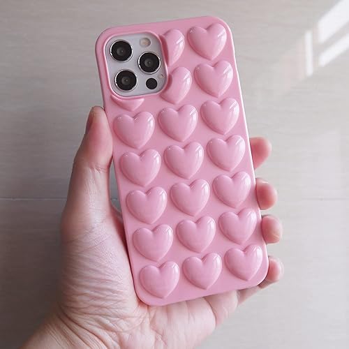 Miniatura 7 de DMaos Funda para iPhone 12 Mini para mujer, funda de gel Kawaii con forma de corazón de burbujas para reventar 3D, linda figura femenina para iPhone