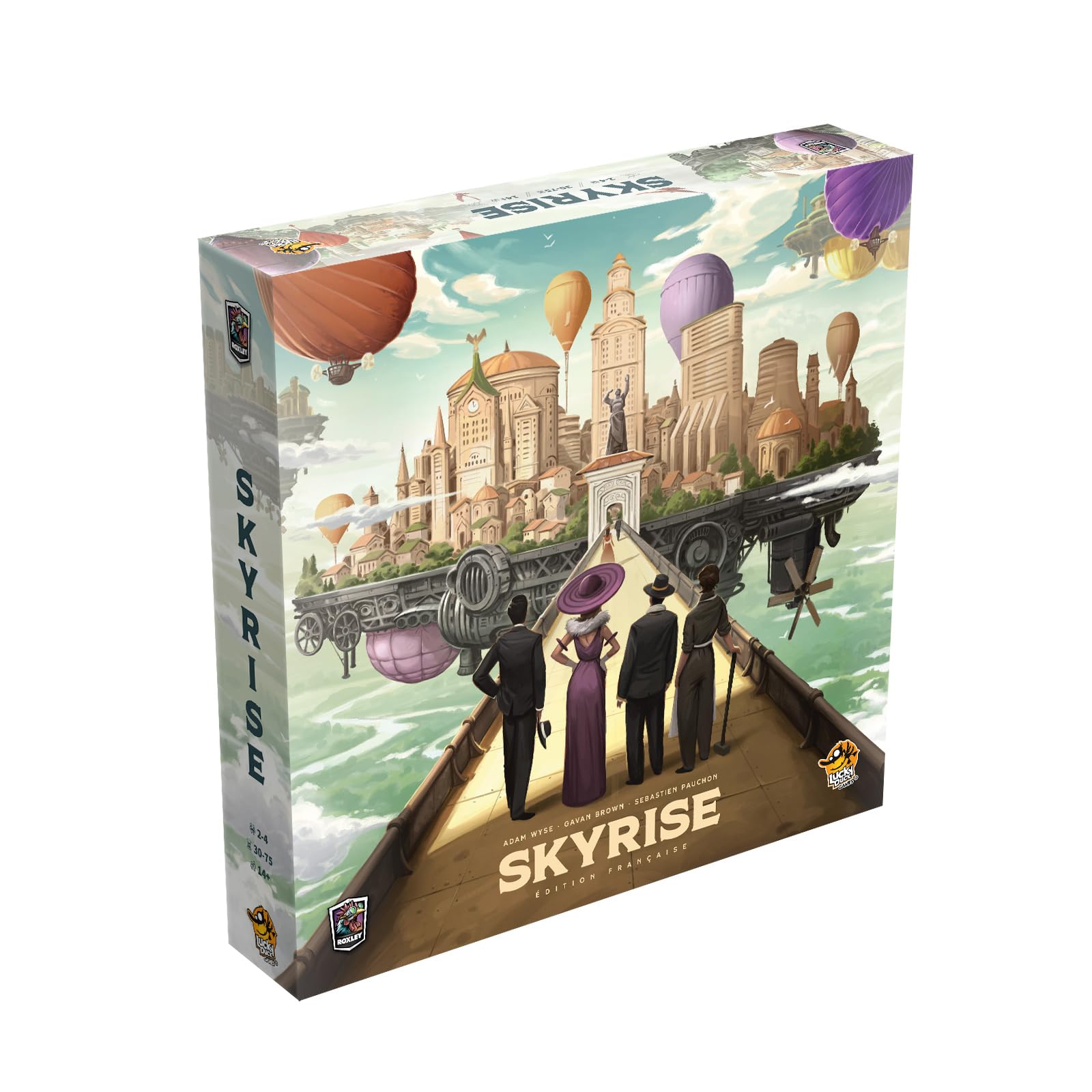 Lucky Duck Games - SKYRISE - Jeu de Société Stratégique et Artistique - Jeu de Bluff, Enchères & Construction - Cité Aérienne Unique - 2 à 4 Joueurs - 30-90 Min - Dès 14 Ans - Version Française
