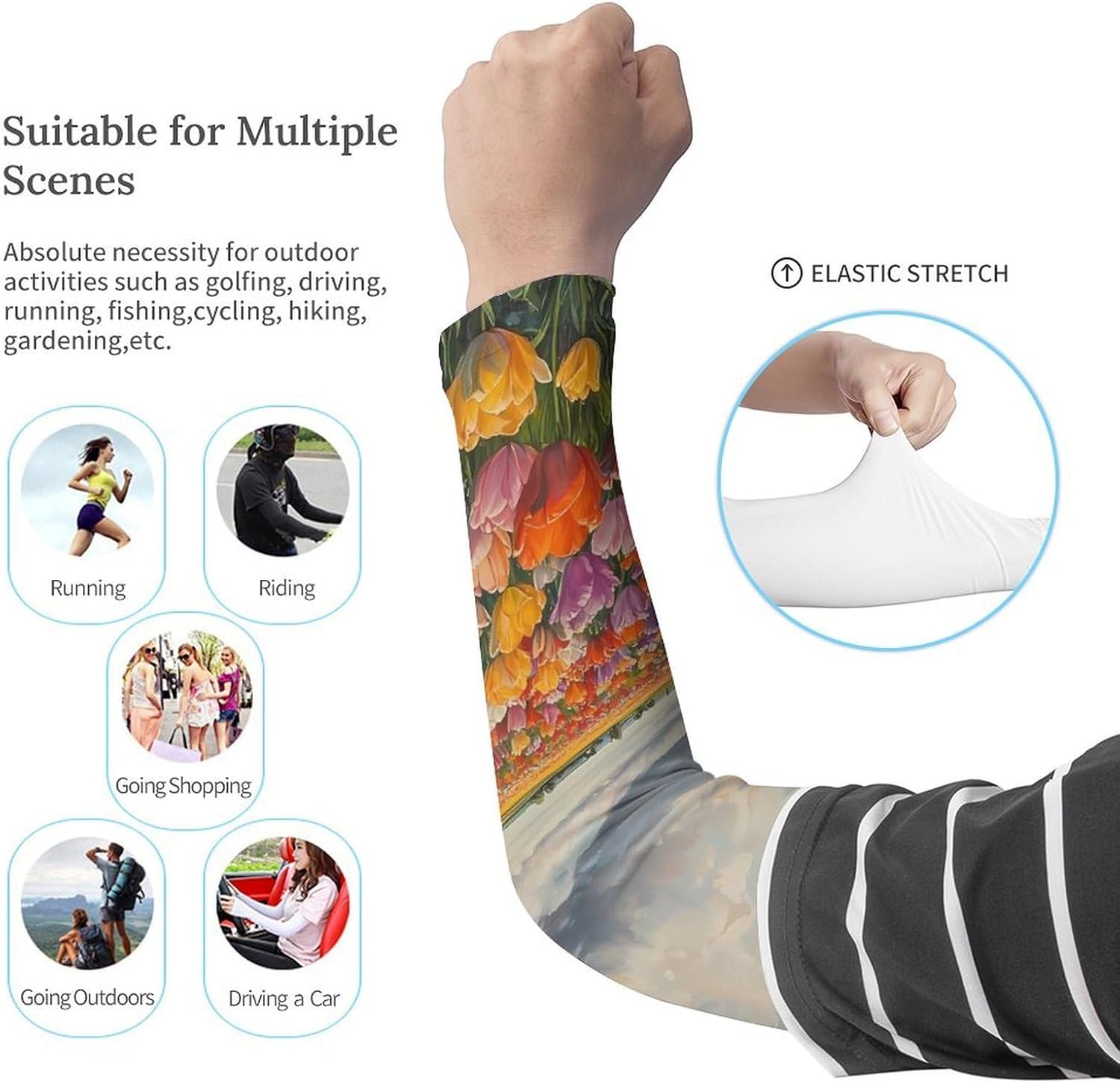 Bloom Tulip Fields Arm Sleeves Cooling Sun Protection Sports Compression for Golf Basketball