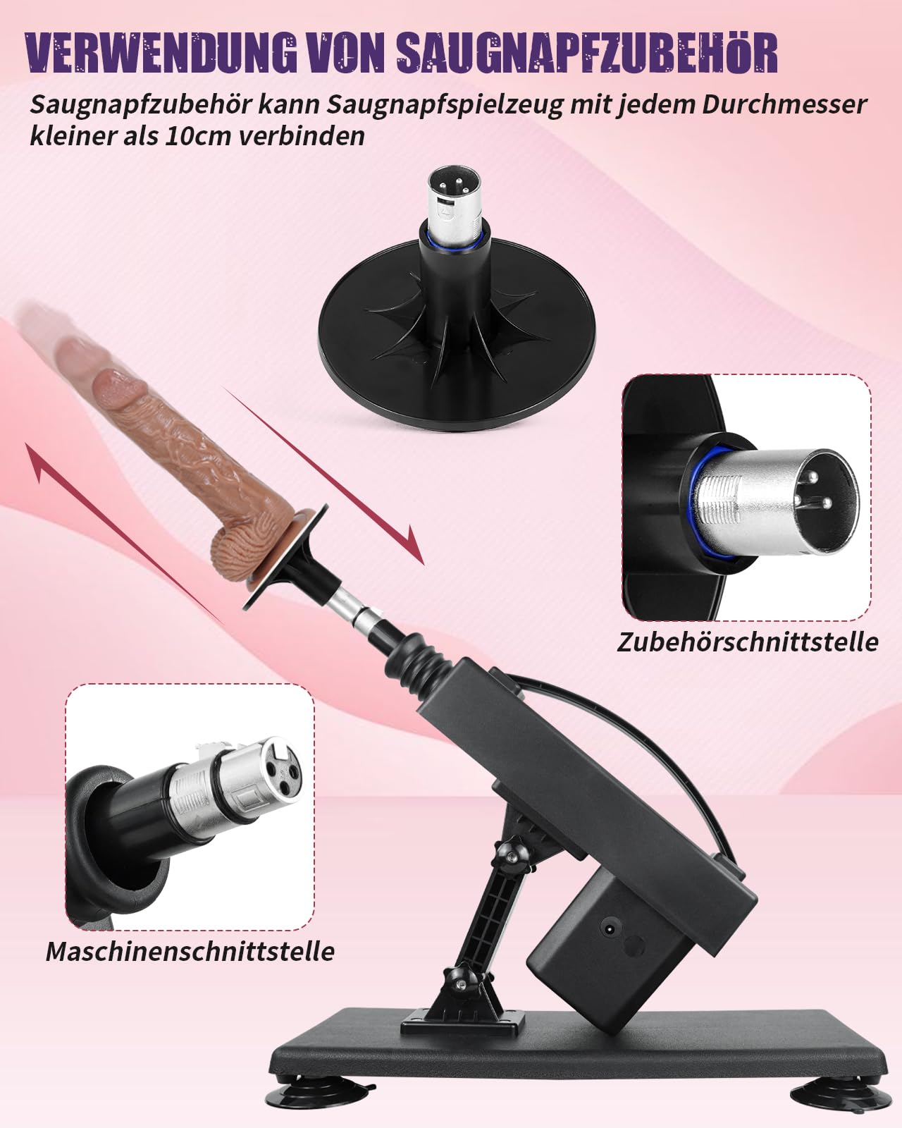 Sexmaschine für Frauen Fickle Maschine Fickmaschine Dildo Maschine für Sex Maschine Dildo Stoßfunktion 3XLR Adapter Sexspielzeug für Frauen Solo 3XLR Sextoy (Deep Black)