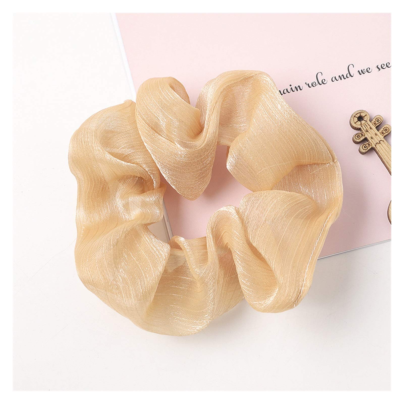 Cuerda para el cabello Color sólido Gasa Malla Scrunchie Lazos para el cabello Mujer Niña Tela elástica transparente Bandas de goma Cuerda para el cabello Accesorios para el cabello (Color : Brown S