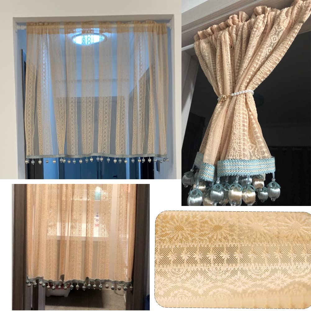 Modern Pink Lace Valance Curtain for Cafes, Kitchens, Bathrooms