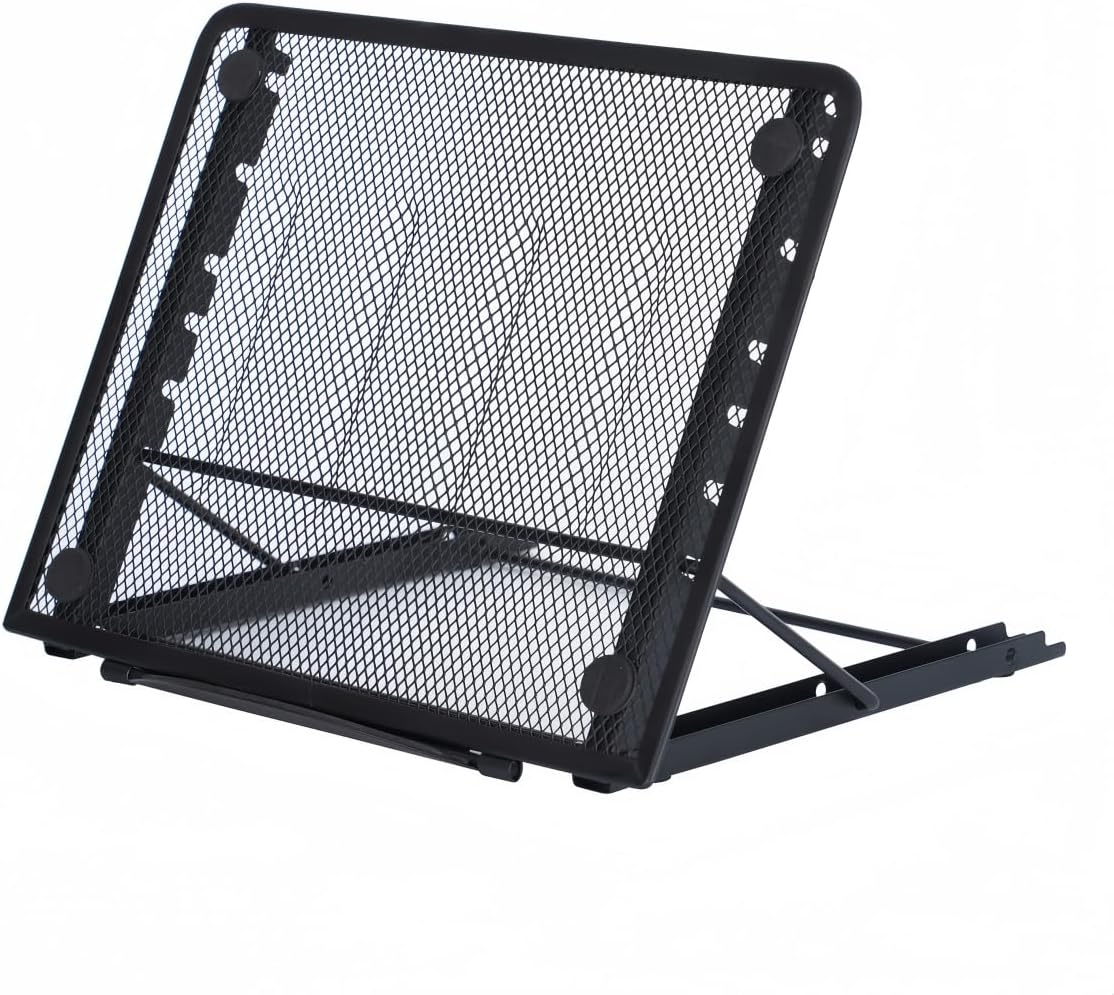 Ergonomic Laptop Tablet Stand Metal Mesh Ventilated Desktop Adjustable Computer Holder Riser Compatible with Apple MacBook Air Pro Dell XPS HP Samsung Lenovo More Laptops up to 16" (Black)