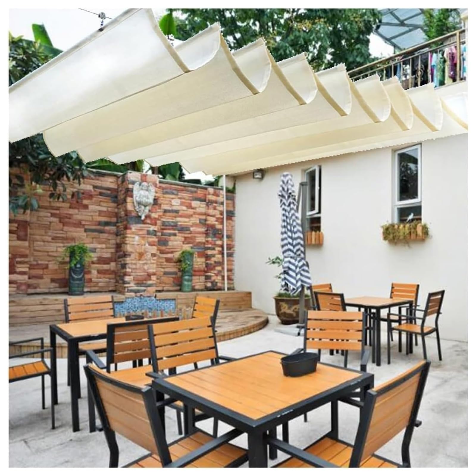 Voile d'ombrage rétractable à vague W1.8xL20m pour pergola