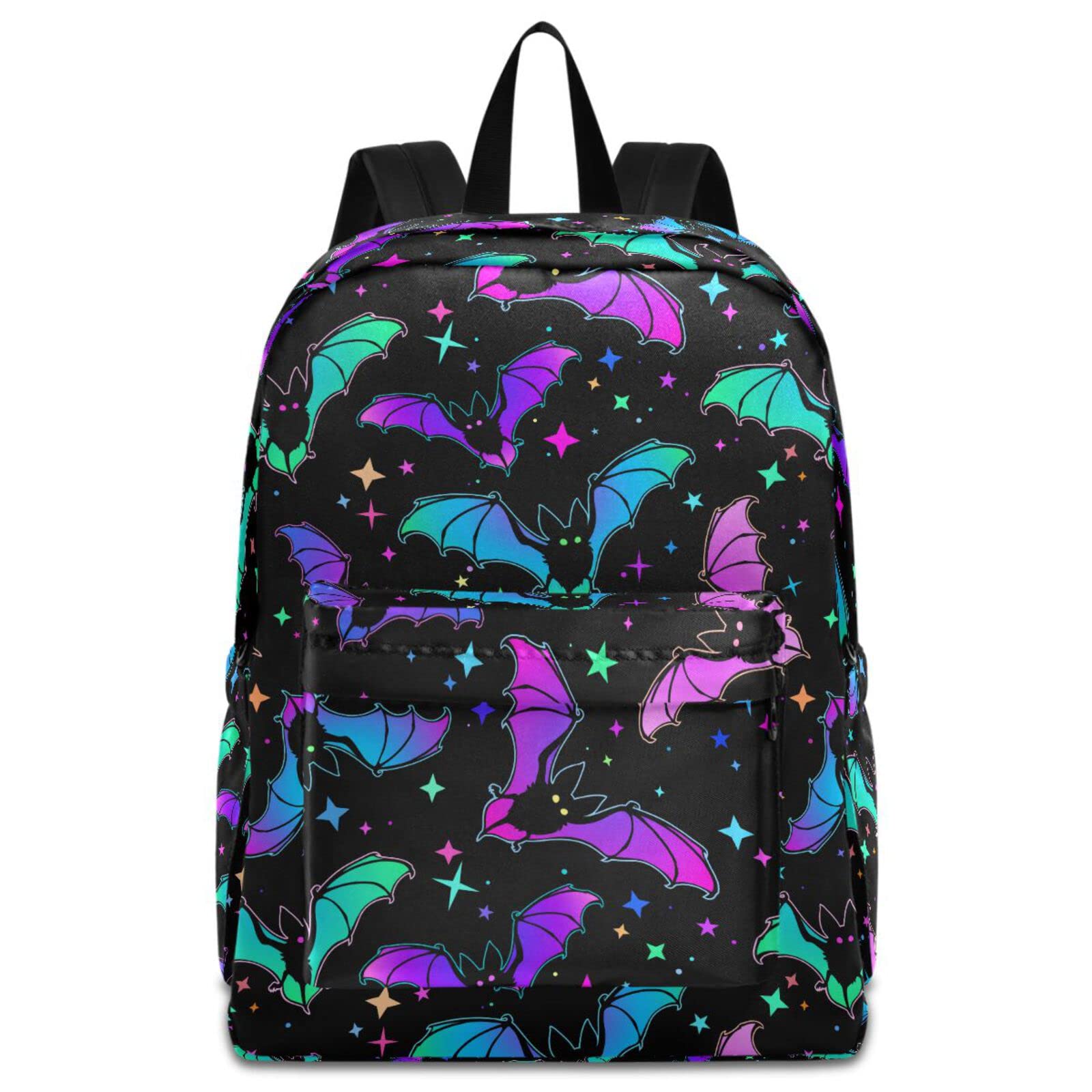 ZzWwR Stylish Rainbow Colors Bats Stars Unisex Travel Laptop Backpack Durable Large Computer Bag Ideal for Back to School Bookbags Work