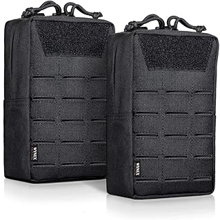 WYNEX Tactical Molle Pouches of Laser-Cut Design, 2 Pack Utility EDC Pouch Compact Gadget Gear Bag Small Military Pocket Organizers Modular Tools Attachment PALS Compatible, Canada Flag Patch Included