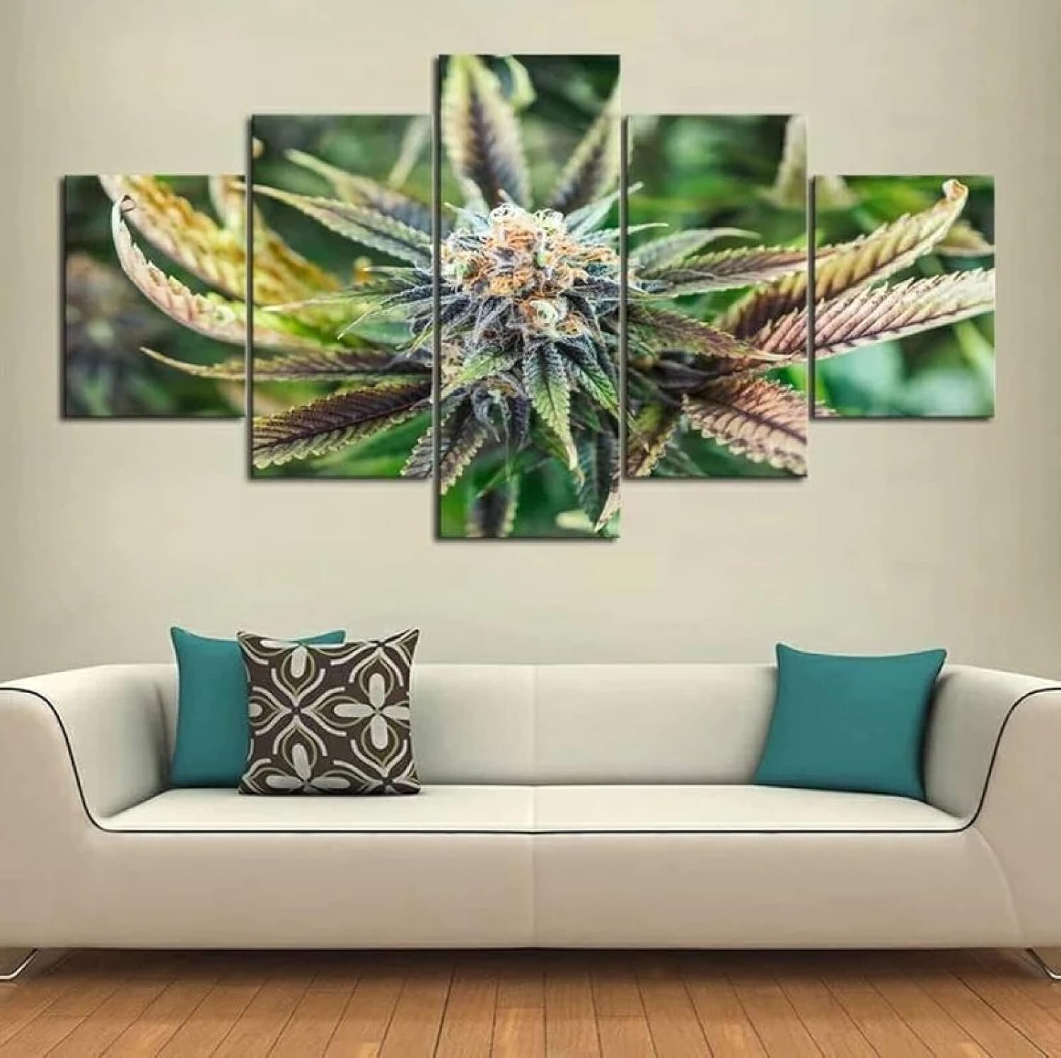 PMSM Cuadros Salon Modernos 5 Piezas Lienzo Grandes XXL murales Pared hogar Pasillo Decor Arte Pared Cuadro Marihuana HD Impresión Foto