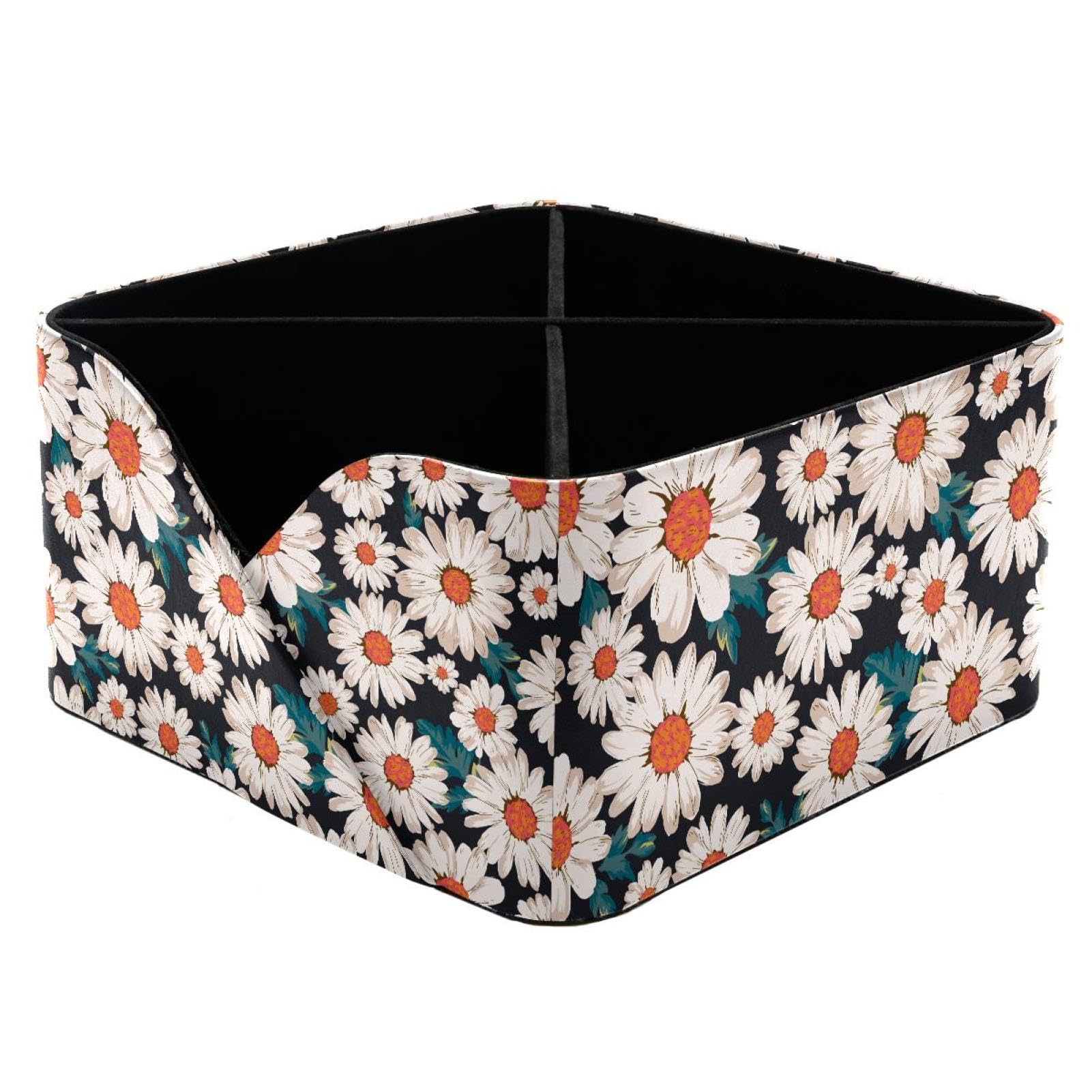 KengjuTesu Daisy Flower Desktop Organizer Pen Holder, Rectangular Pencil Cup for Office, Study and Makeup Stations