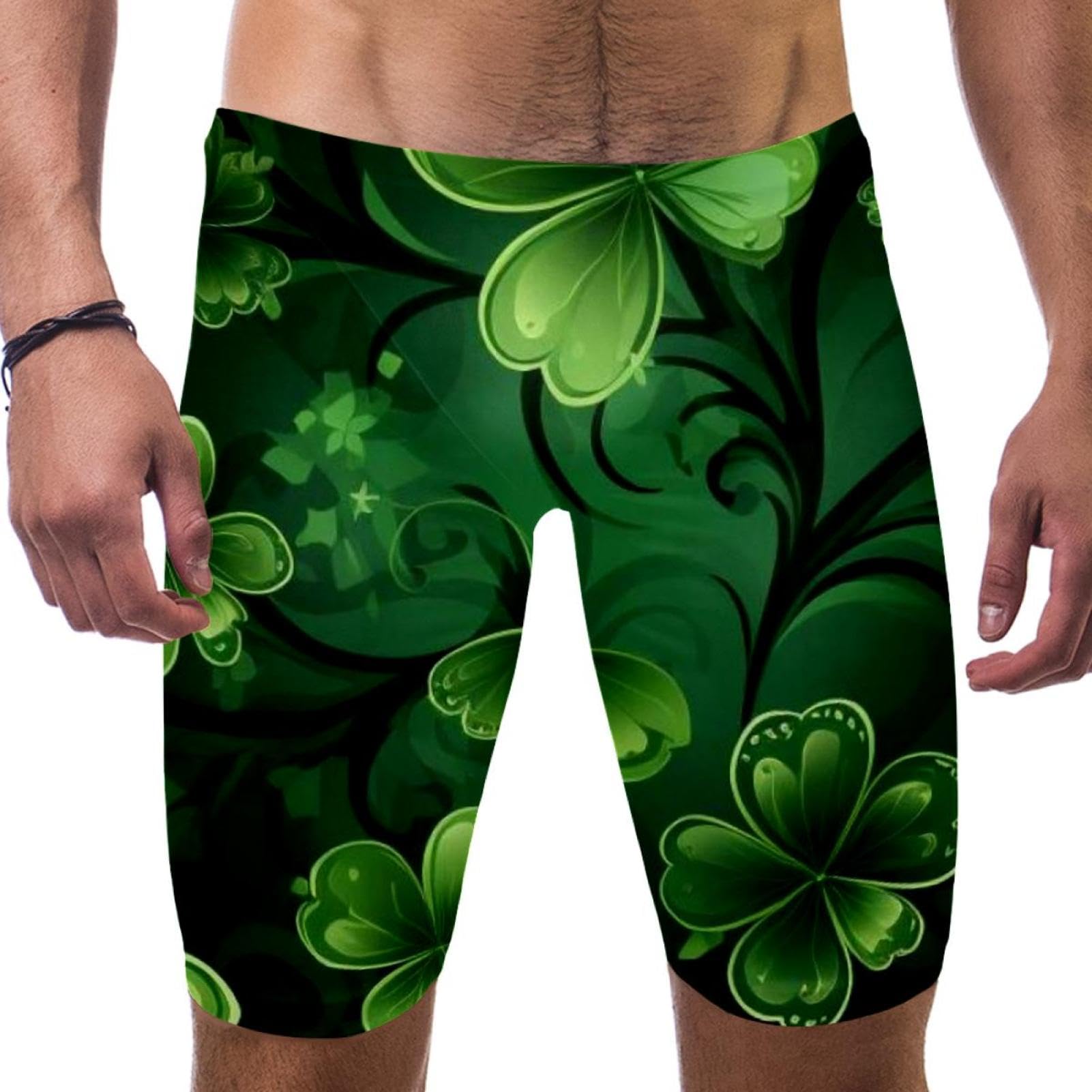 St Patrick's Day Swimsuit for Men & Boys,Competition Lap Swim Suit, Square Leg Endurance Training Multicoloured