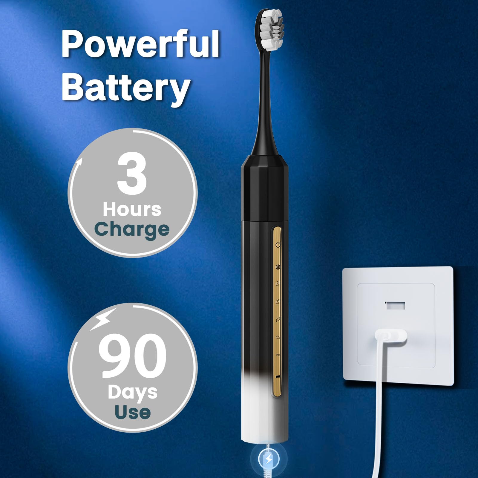 Fairir Sonic Elektrische Zahnbürste mit 10 Bürstenköpfen für Erwachsene und Kinder, bis zu 30 Tage mit einer einzigen Ladung, 5 Modi, eingebauter 2-Minuten-Smart-Timer, IPX8 wasserdichte elektrische