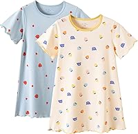 Vista 1 de BANGSAUR Vestido para niña, paquete de 2 camisetas de algodón suave, 3-10 años
