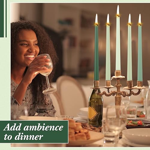 Miniatura 6 de Treela 24 velas cónicas de colores degradados, velas cónicas perfumadas de color degradado, velas sin humo, velas aromáticas de sándalo ámbar, velas