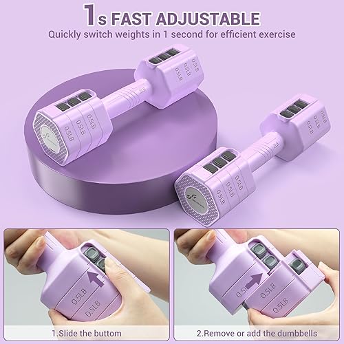 Miniatura 2 de Juego de mancuernas ajustables para mano Sportneer 4 en 1 peso cada 2 libras, 3 libras, 4 libras, 5 libras, juego de mancuernas de ajuste rápido