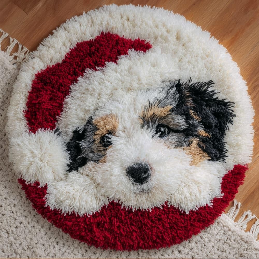 Round Latch Hook Rug Kits Puppy For Adults And Starter 50*50Cm