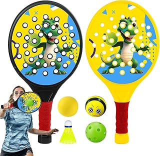 Juego de 2 raquetas de dinosaurios, accesorios deportivos portátiles para principiantes, actividades deportivas en interiores