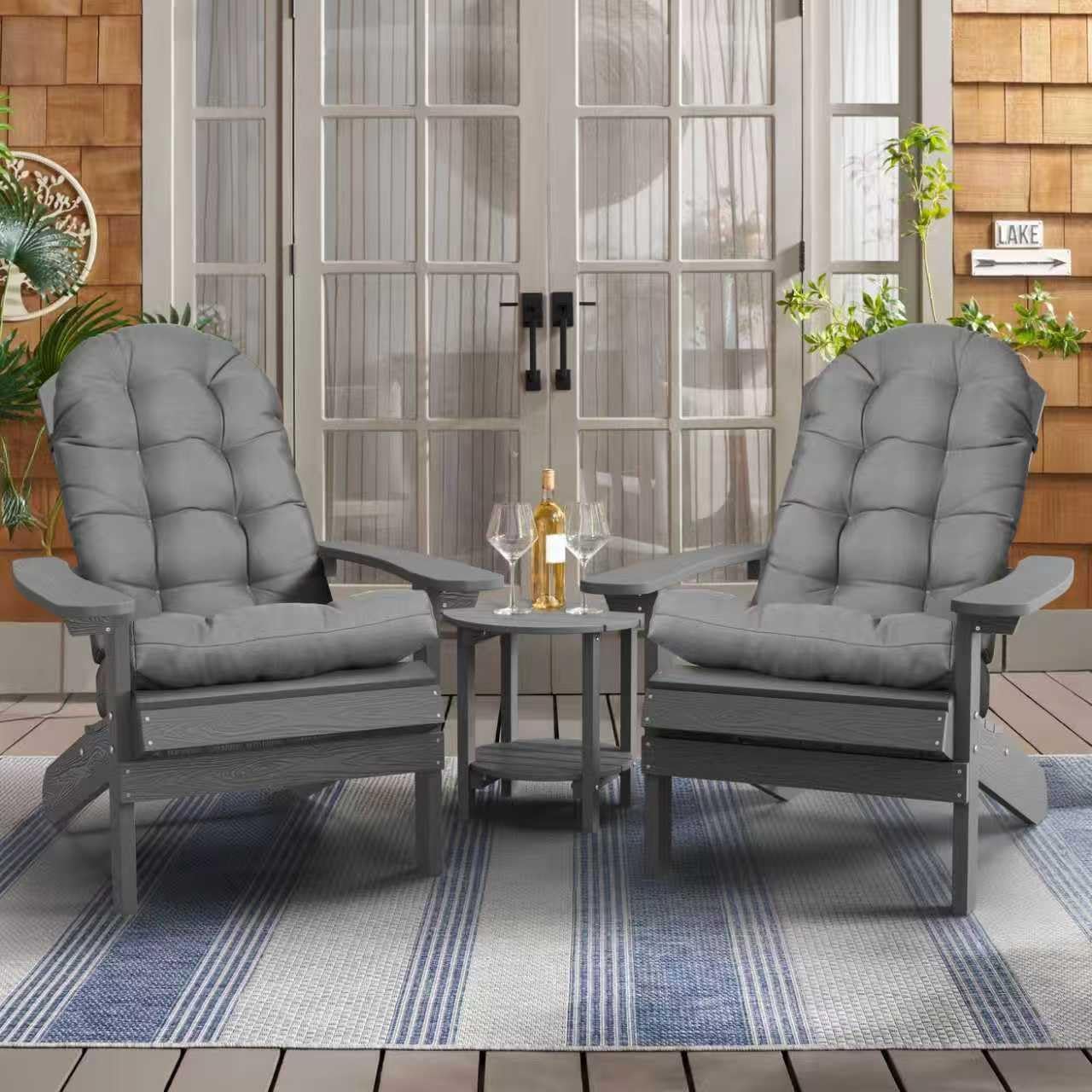 YEFU Adirondack Chair Cushion, Rocking Chair Cushions High Back, Thickened Patio Chair Pad for Indoor and Outdoor, 49x20x4.7 Inch, Gray