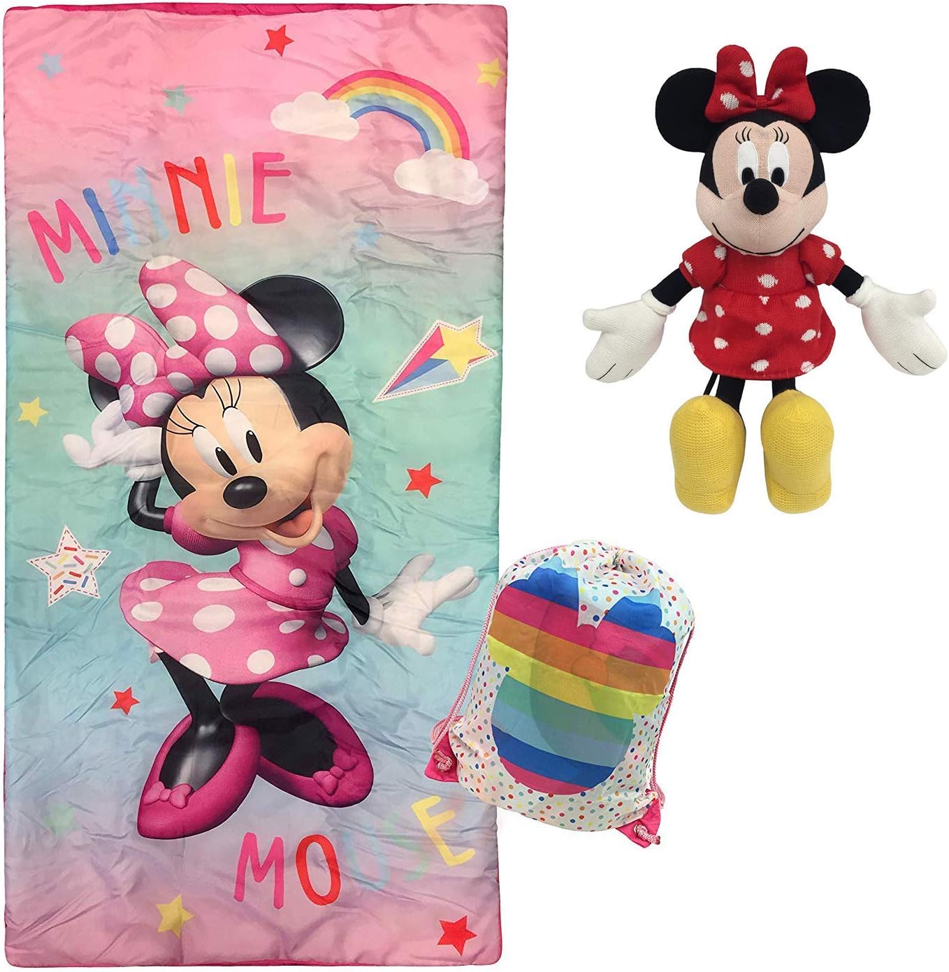 Jay Franco Disney Minnie Mouse Knit Pillow Buddy and Sleeing Bag Bundle