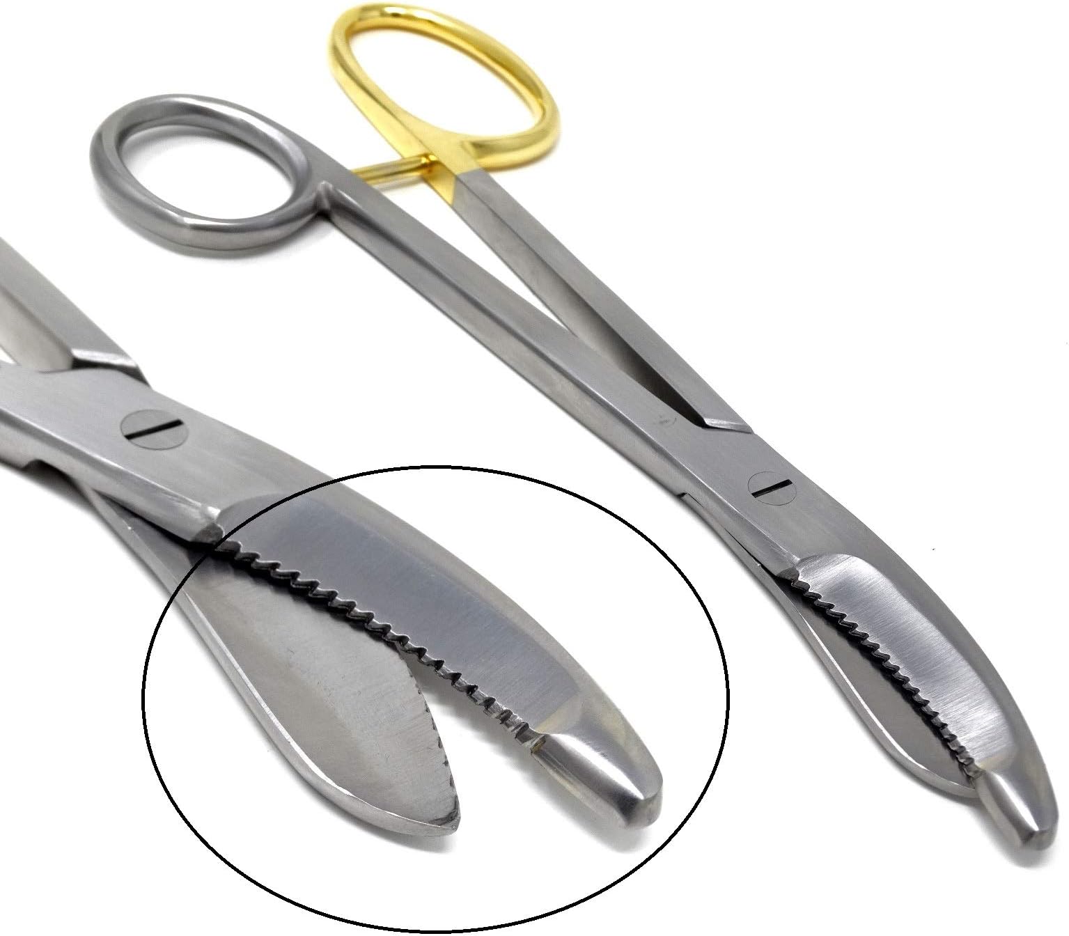 Heavy Duty German Grade Stainless Steel Plaster Cast Cutting Shears Scissors 9.5" with One Serrated Blade and Gold Handle