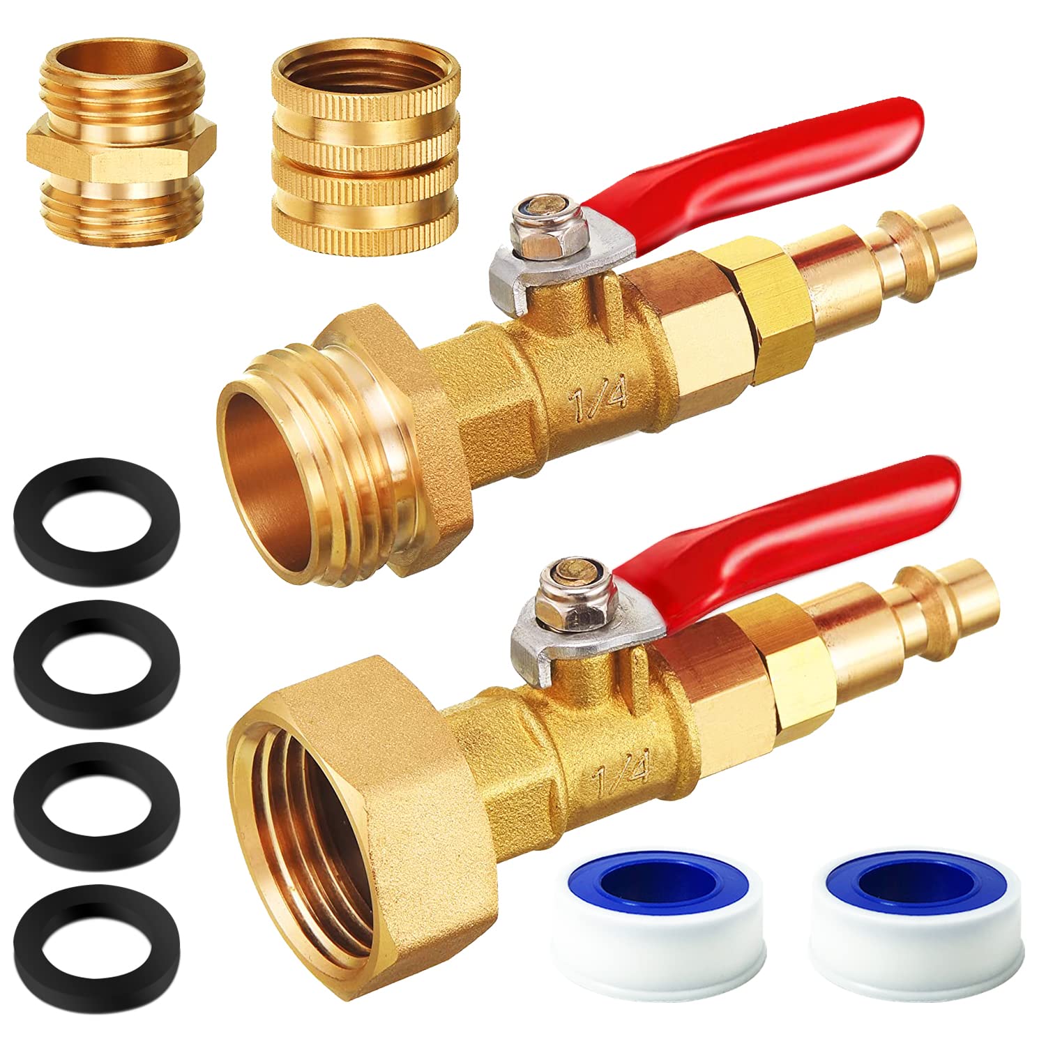 Buy Gute 2 Pack Winterize RV Blowout Adapter, 1/4 Inch Male Quick Connect Faucet Adapter and 3/4