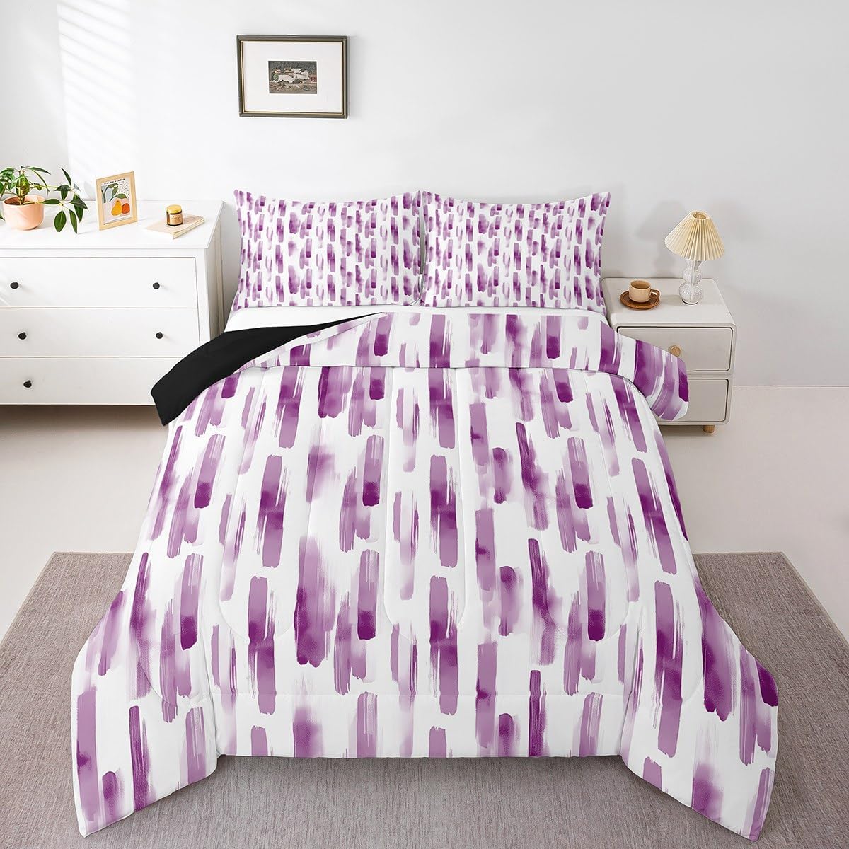 Erosebridal Yellow Striped Comforter Set Full Size for Women Men,Modern Geometric Abstract Quilt for Kids Teens Adults,Gradient Art Aesthetic Bedding,Contemporary Boho Graffiti Duvet Insert