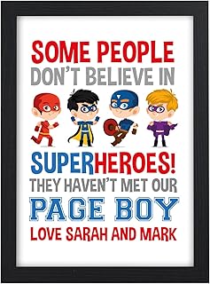 Page Boy Thank You Gift - Superhero Thank You Gifts for Page Boy Best Man Usher - Thank You Presents for Page Boy Wedding Party Favours - A5 A4 Framed Prints