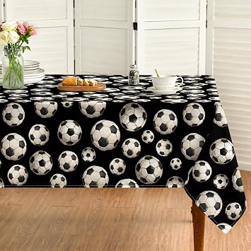 Horaldaily Soccer World Cup Tablecloth 6084 Inch Rectangular, Football Sport Theme Soccer Ball Table Cloth, Washable Decorative Table Cover for Soccer Theme Birthday, Picnic Party Decor