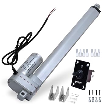 8 Inch 8" Stroke Linear Actuator 12V High Speed Actuator Motor 3000N/660lbs with Brackets Mounting DC 12V Linear Actuator with Reverse Polarity Toggle Switch