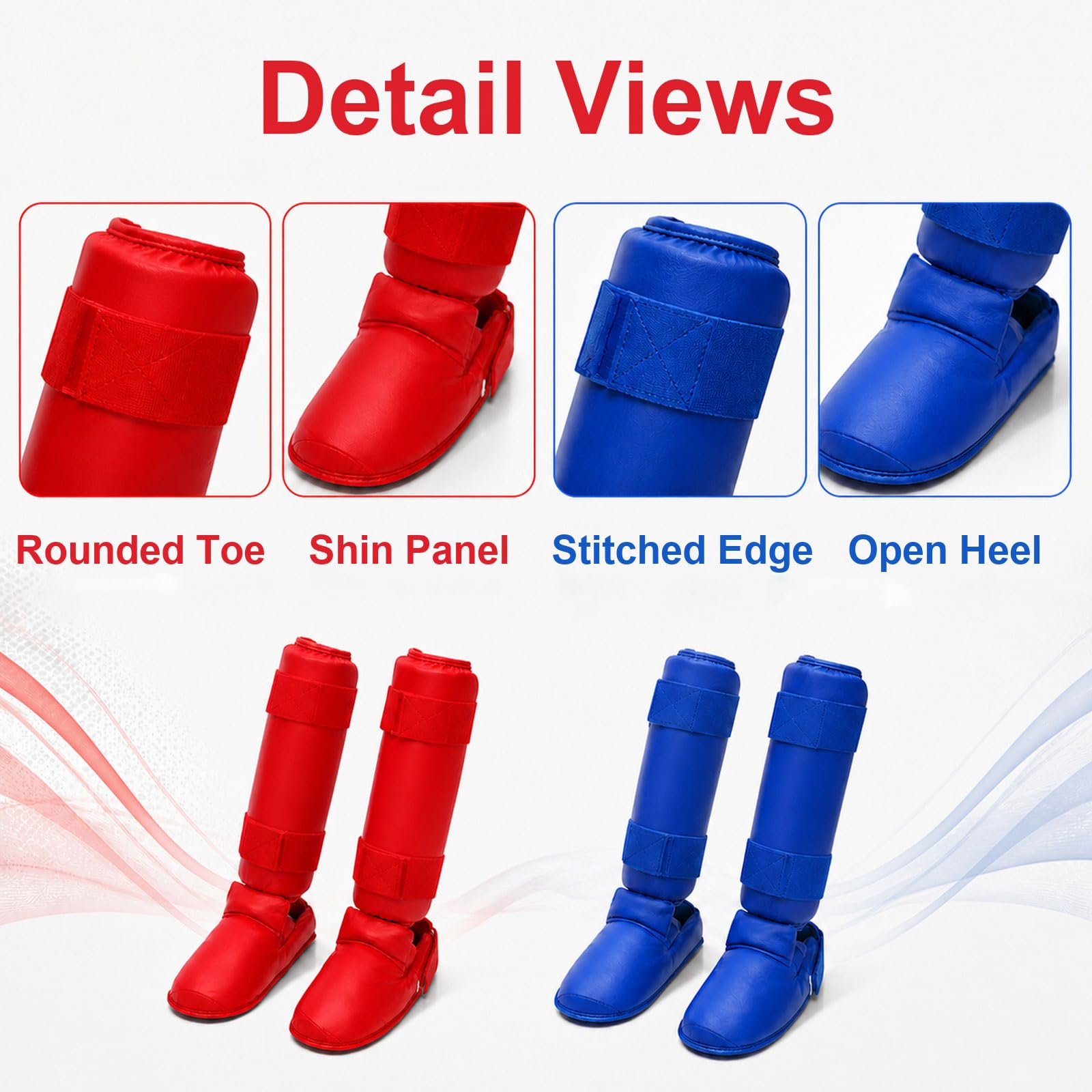 Piedi Protezione Shin Guard,Parastinchi Muay Thai,Paratibia Kick Boxing,Regolabili,Comodo,Traspirante,per Boxe,Taekwondo,Muay Thai,Sport da Combattimento e Allenamento Quotidiano
