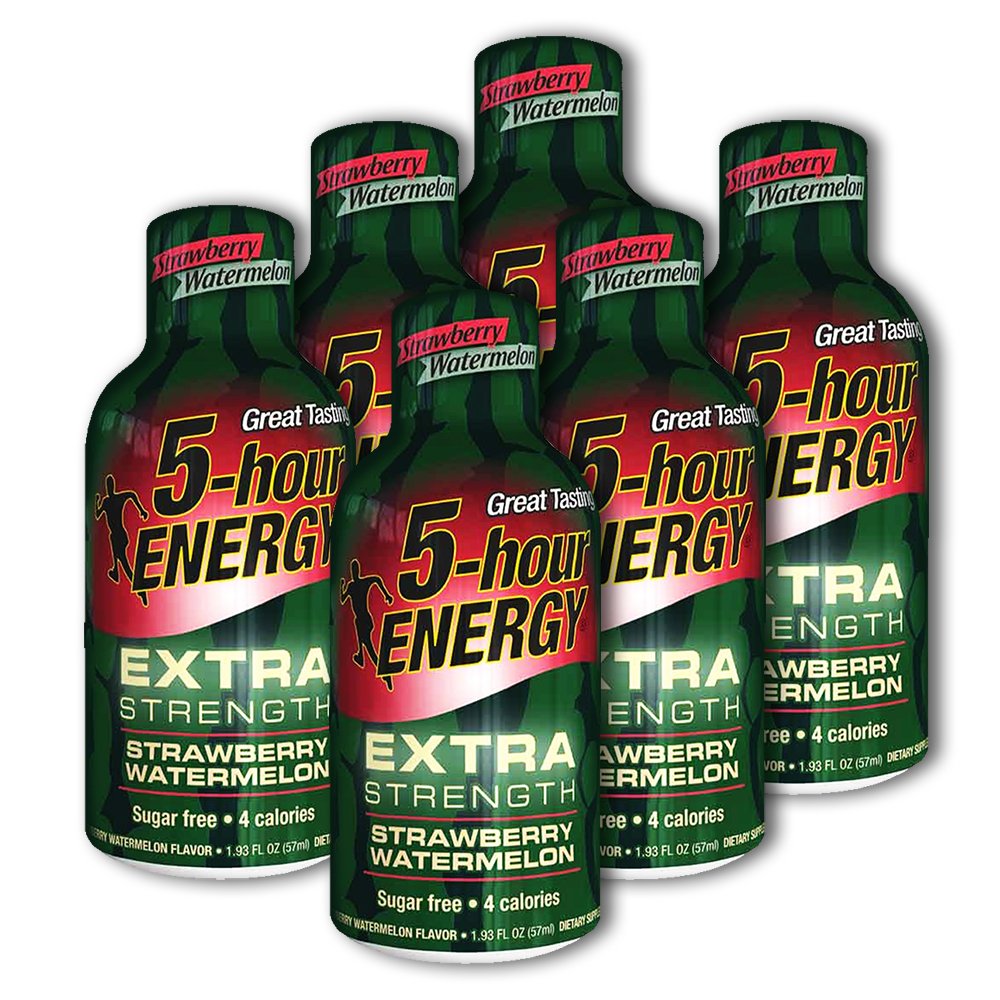 5 Hour Energy Drink Shot, Extra Strength Strawberry Watermelon, 6 Count