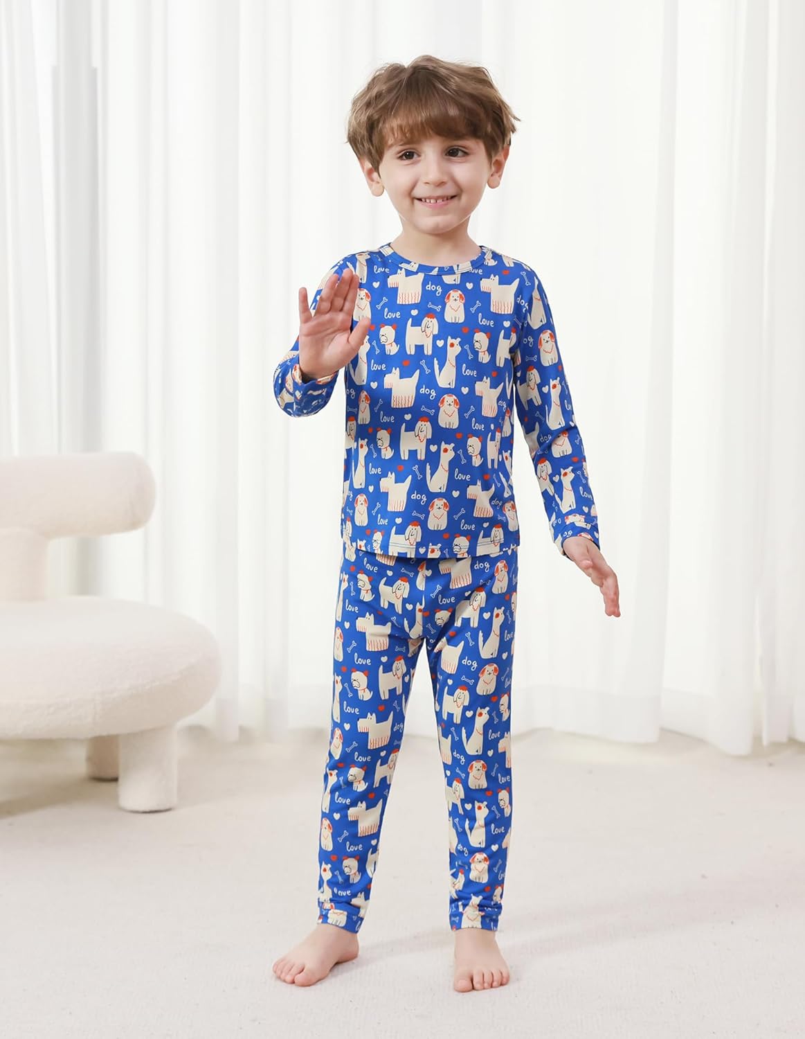 Toddlers Pajama Set Little Girls Boys Pajamas Soft Bamboo Viscose Long Sleeve Top with Pants Sleepwear 2-7Y - Image 4