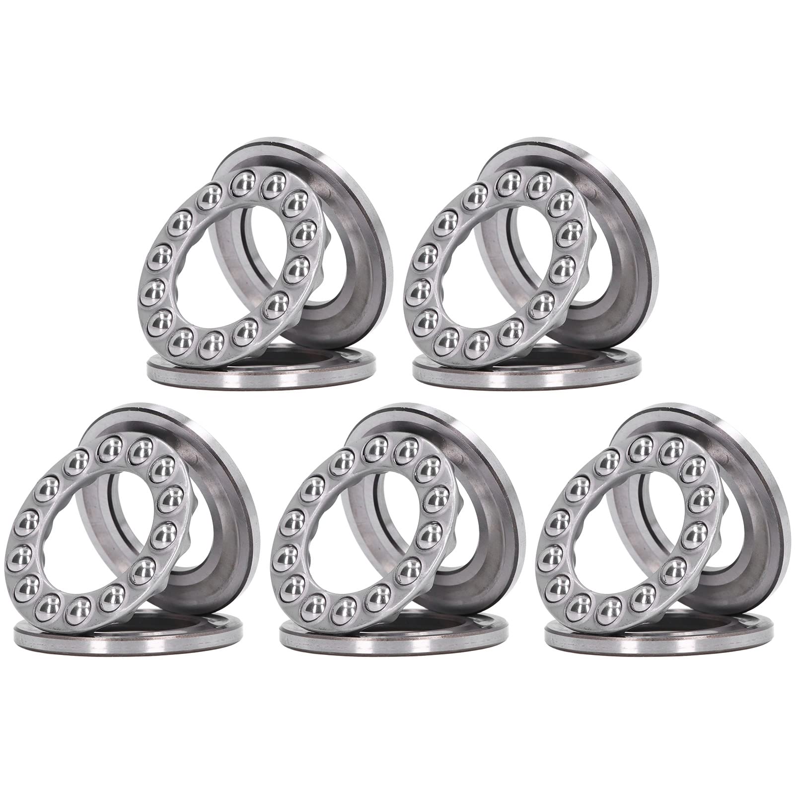 Tgoon Plane Thrust Ball Bearing, 3 Parts Thrust Accuracy Axial Balls Bearing Steel 5Pcs for Low Speed Reducers(51207)