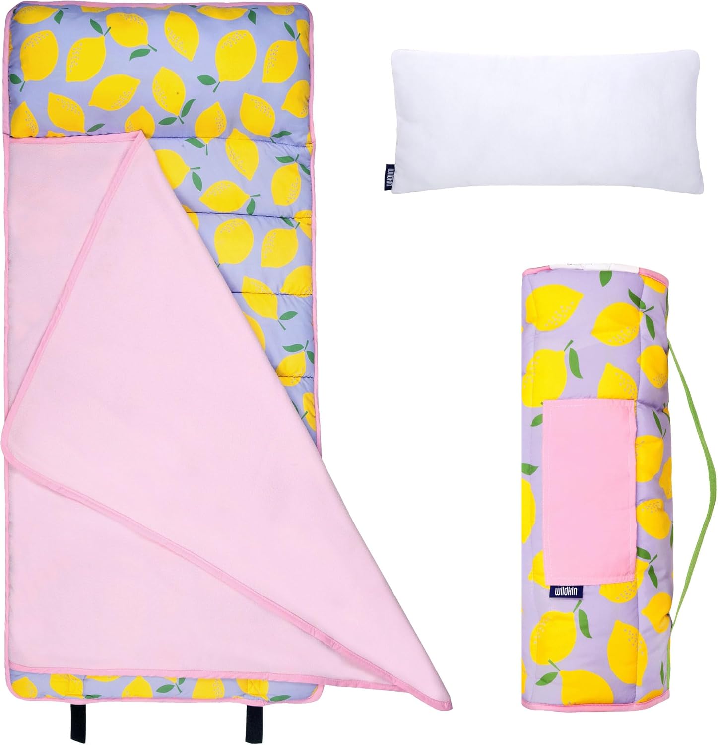 Wildkin 43-inch Kids Nap Mat  Soft Microfiber Toddler Sleeping Mat with Pillow