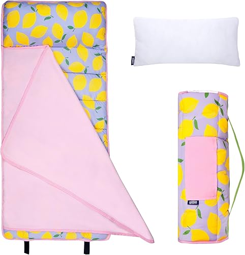 Wildkin Tapete de microfibra para siesta de 43 pulgadas con almohada reutilizable para niños y niñas, ideal para guardería y preescolar, tapete de