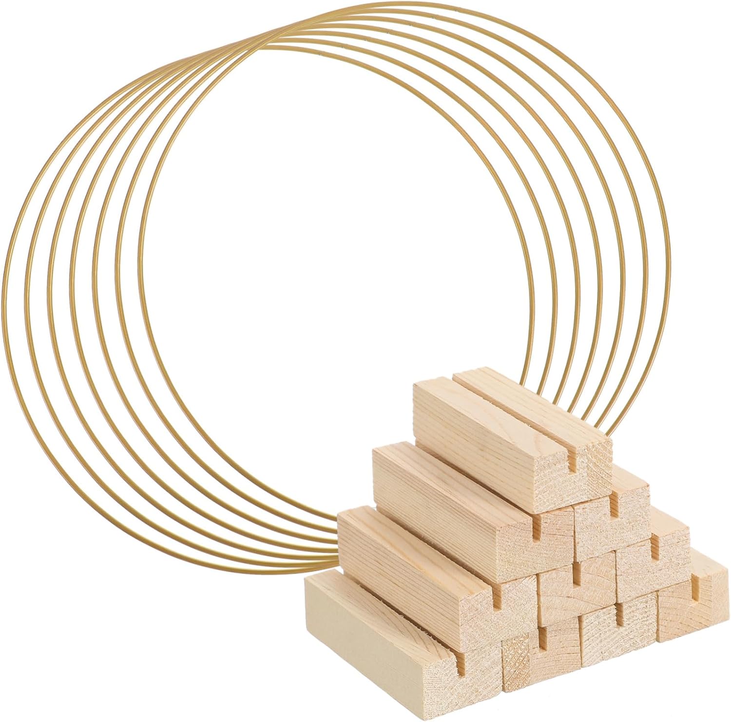 Amosfun 10Pcs Metal Floral Hoops with Base Craft Rings for Wreaths Centerpieces and Event Decor Easy to with Flowers and Fabrics and Stable Design