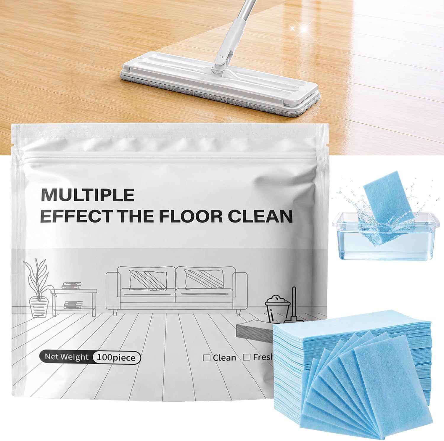 100PCS Multi-Surface Floor Cleaning Tablets Multiple Effect The Floor Clean
