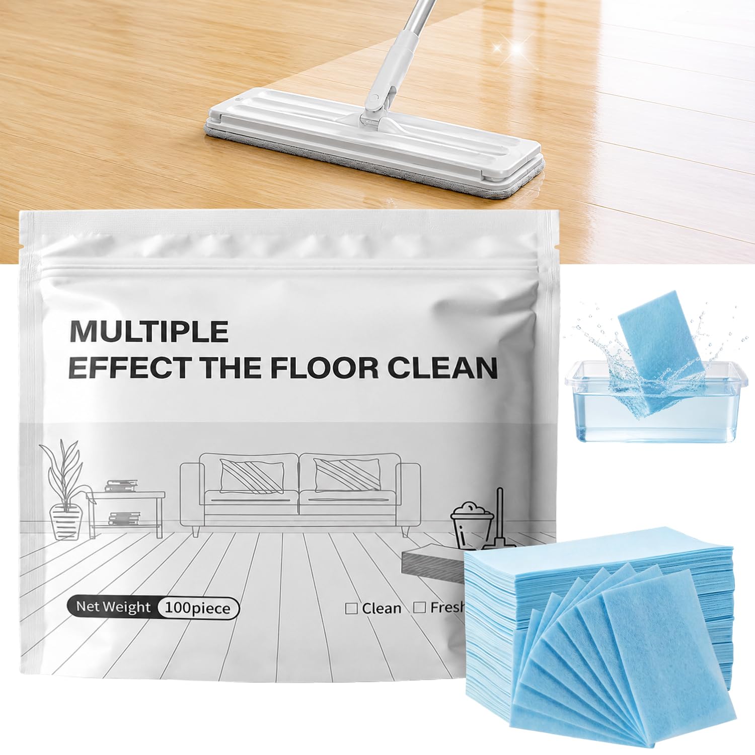 Photo 1 of 100PCS Multi-Surface Floor Cleaning Tablets Multiple Effect The Floor Clean
