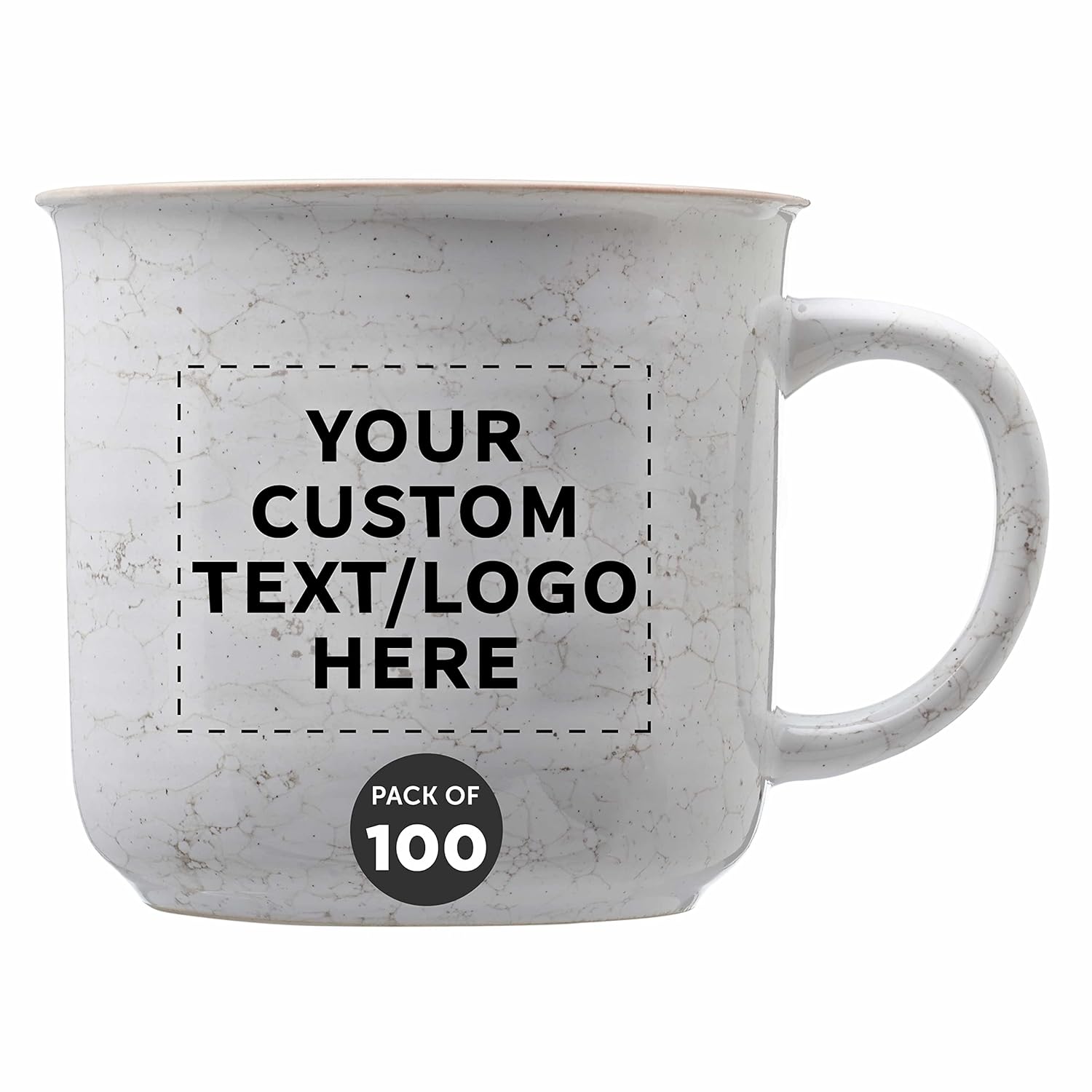 Custom Marble Campfire Coffee Mugs 13 oz Set of 100 Personalized Bulk Pack - Ceramic Perfect for Coffee
