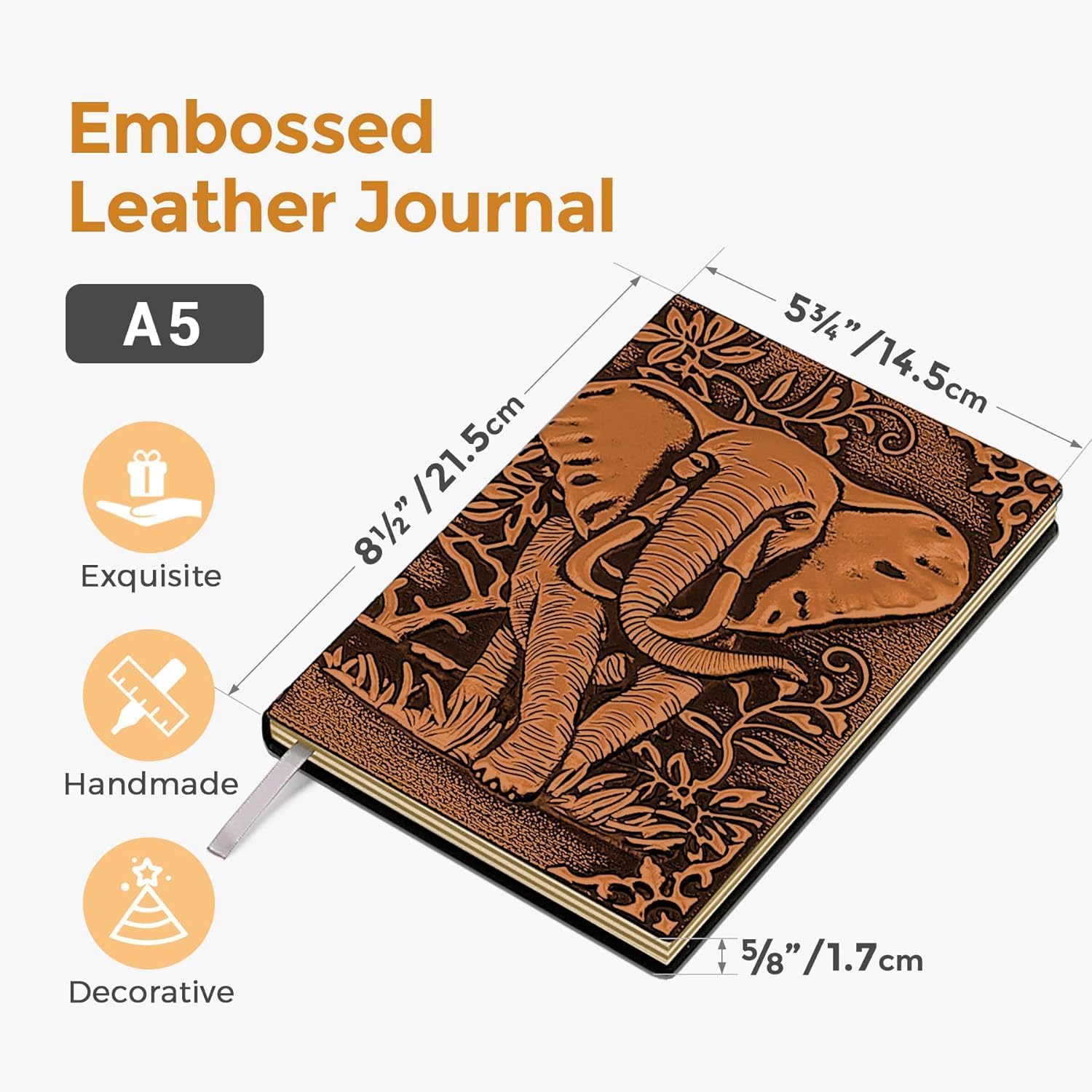 Brijshi 3D Elephant Copper DND Vintage Leather Diary Journal Writing Note Book with 200 Pages A5 Journal Planner Diary Antique Handmade Travel Dairy Notebooks Gift for Kids Men Women 4