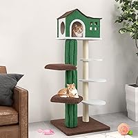 Vista 2 de Tangkula Árbol alto para gatos de interior, torre moderna de 7 niveles y 61 pulgadas con postes rascadores de sisal, condominio superior, tela