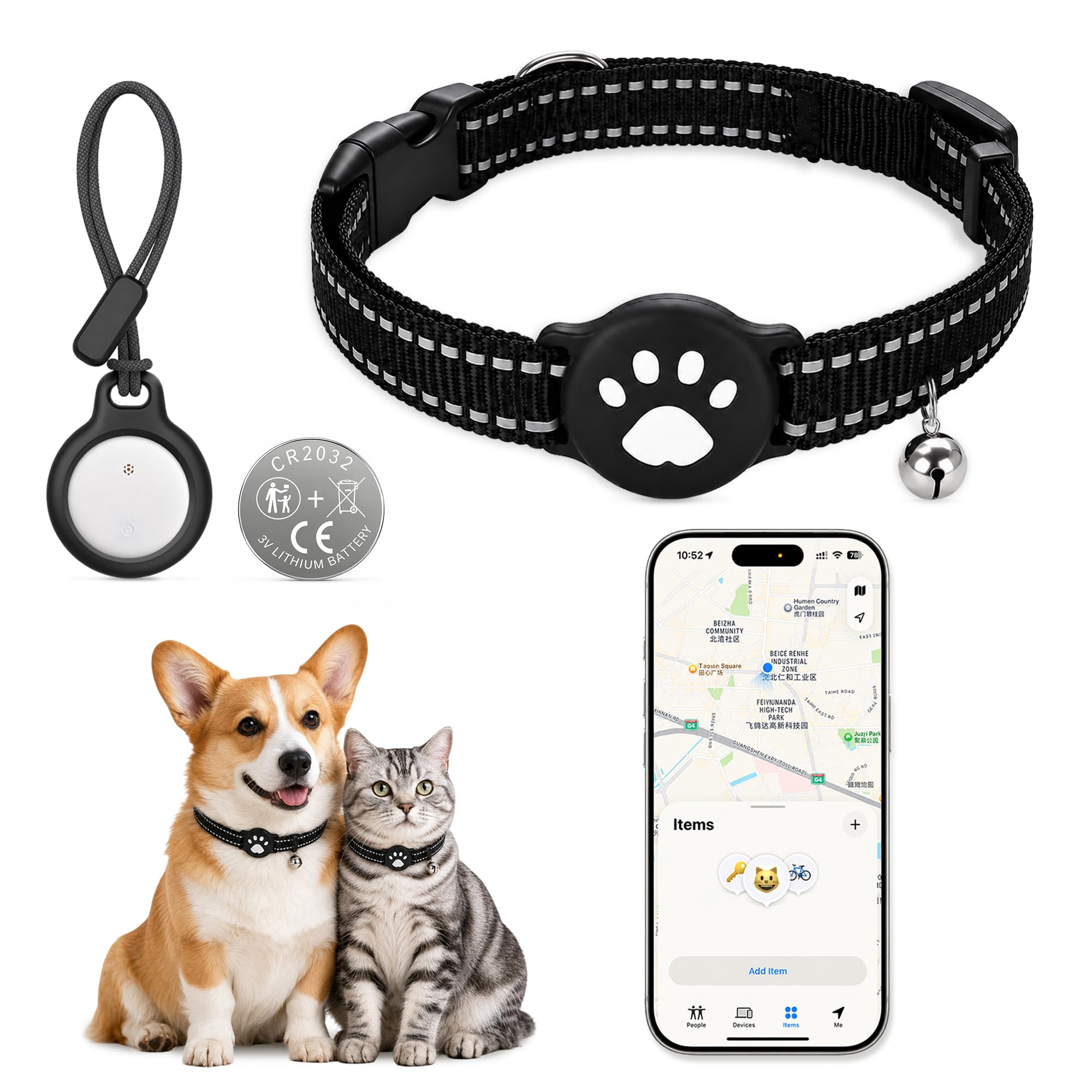 GPS Pet Tracker Collar for Small Dogs Cats, IP68 Waterproof No Monthly Fee
