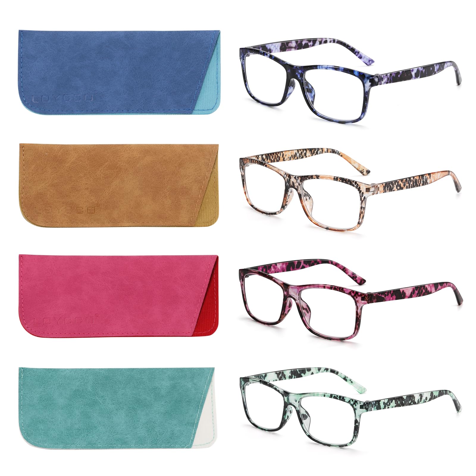 Loycco 1/2/4/5 Pack Computer Reading Glasses Blue Light Blocking Readers Spring Hinge for Women Men