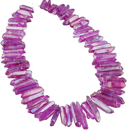 Miniatura 16 de rockcloud rocas naturales de cristal, cubiertas de titanio, cuarzo claro, en punta, hebra de 15 pulgadas