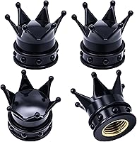 Vista 1 de 4 piezas tapas de vástago de válvula de neumático con corona, con anillo de goma, tapa de válvula de aire de neumático de plástico con núcleo