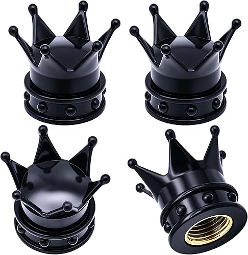 MEAJOO 4 tapas de vástago de válvula de neumático, con anillo de goma O, tapa de válvula de aire de neumático de plástico con núcleo de latón,