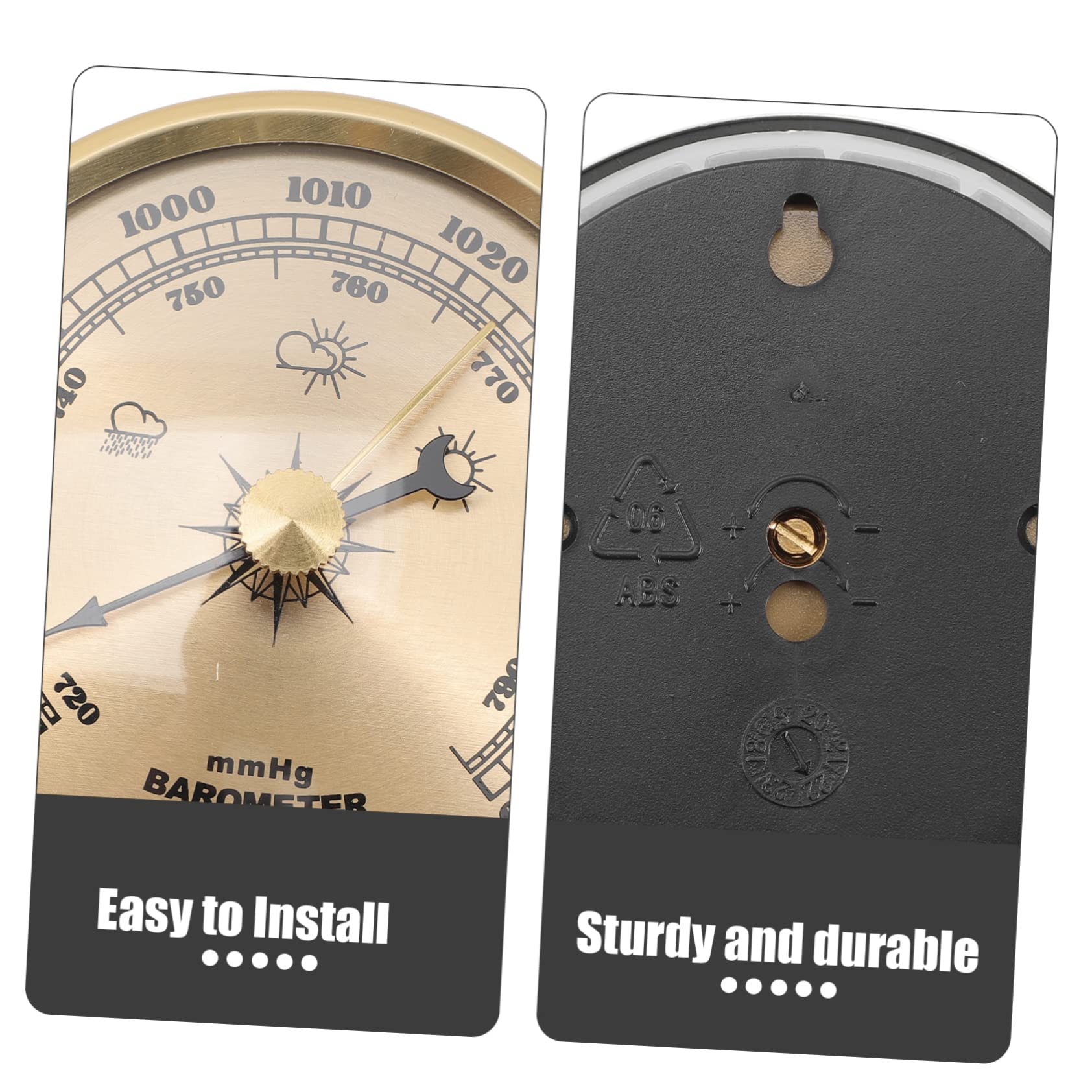 2St Zifferblattbarometer Außenthermometer Mini- Wetterstationsbarometer wettervorhersage druckluftmanometer Hygrometer Zeigerbarometer Aneroidbarometer für zu Hause Metall